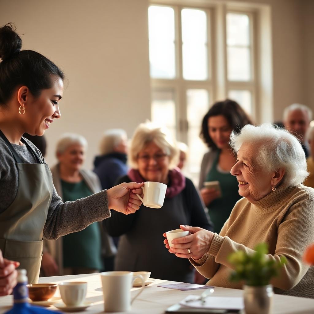 Volunteers sharing tea at a Castle Point community centre